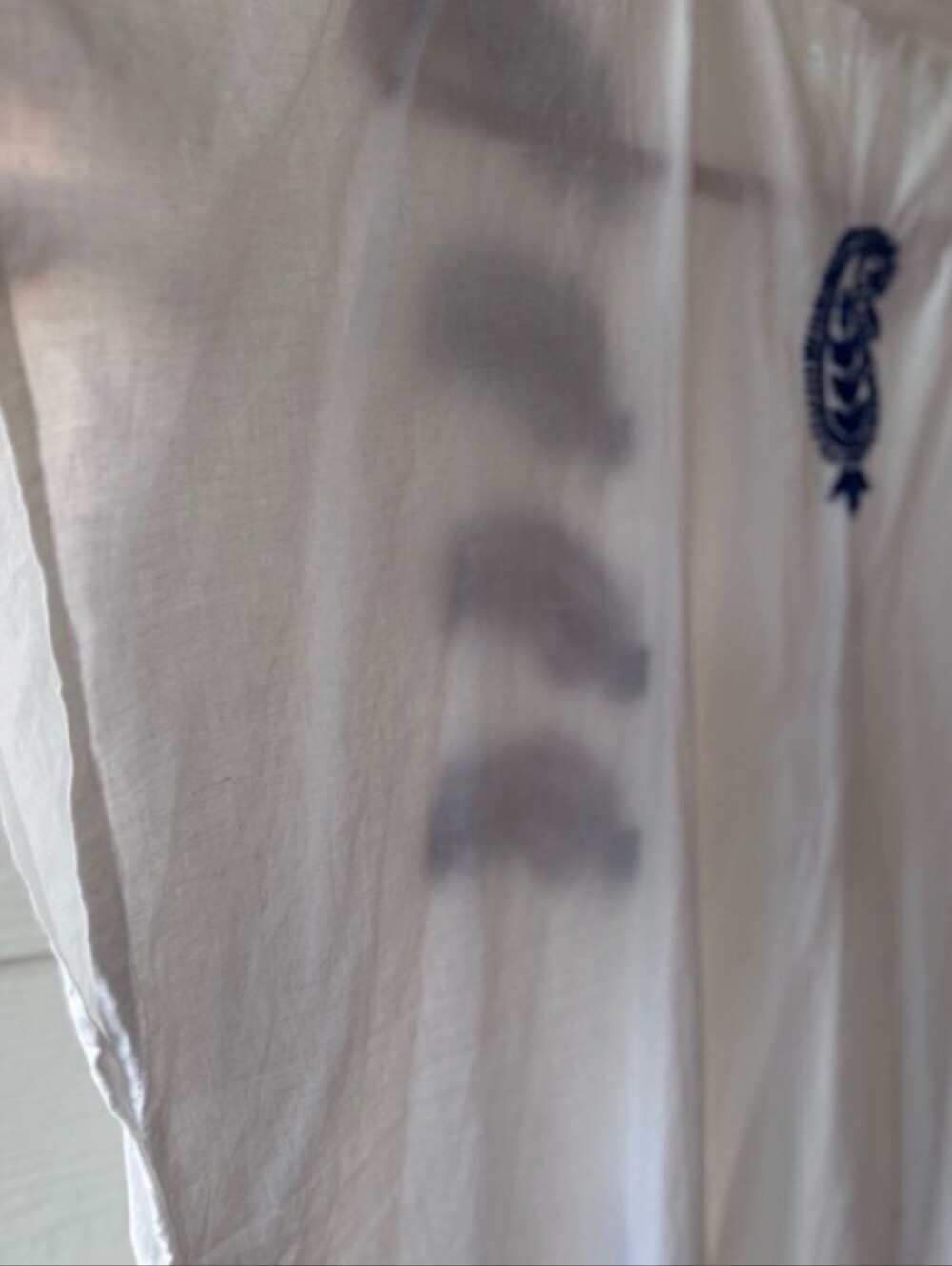 Seyva Caftan Maxi Dress Blue Embroidered White Cotton - One Size Gently worn. - Picture 6 of 9